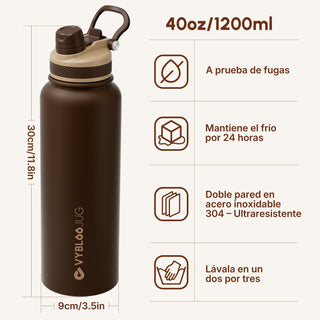 VyblooJug Cacao Niebla Vaso Térmico de Doble Boquilla |40oz