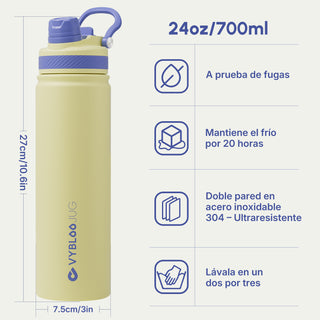 VyblooJug Sol Vivo Vaso Térmico de Doble Boquilla  | 24oz