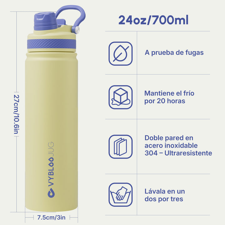 VyblooJug Sol Vivo Vaso Térmico de Doble Boquilla  | 24oz