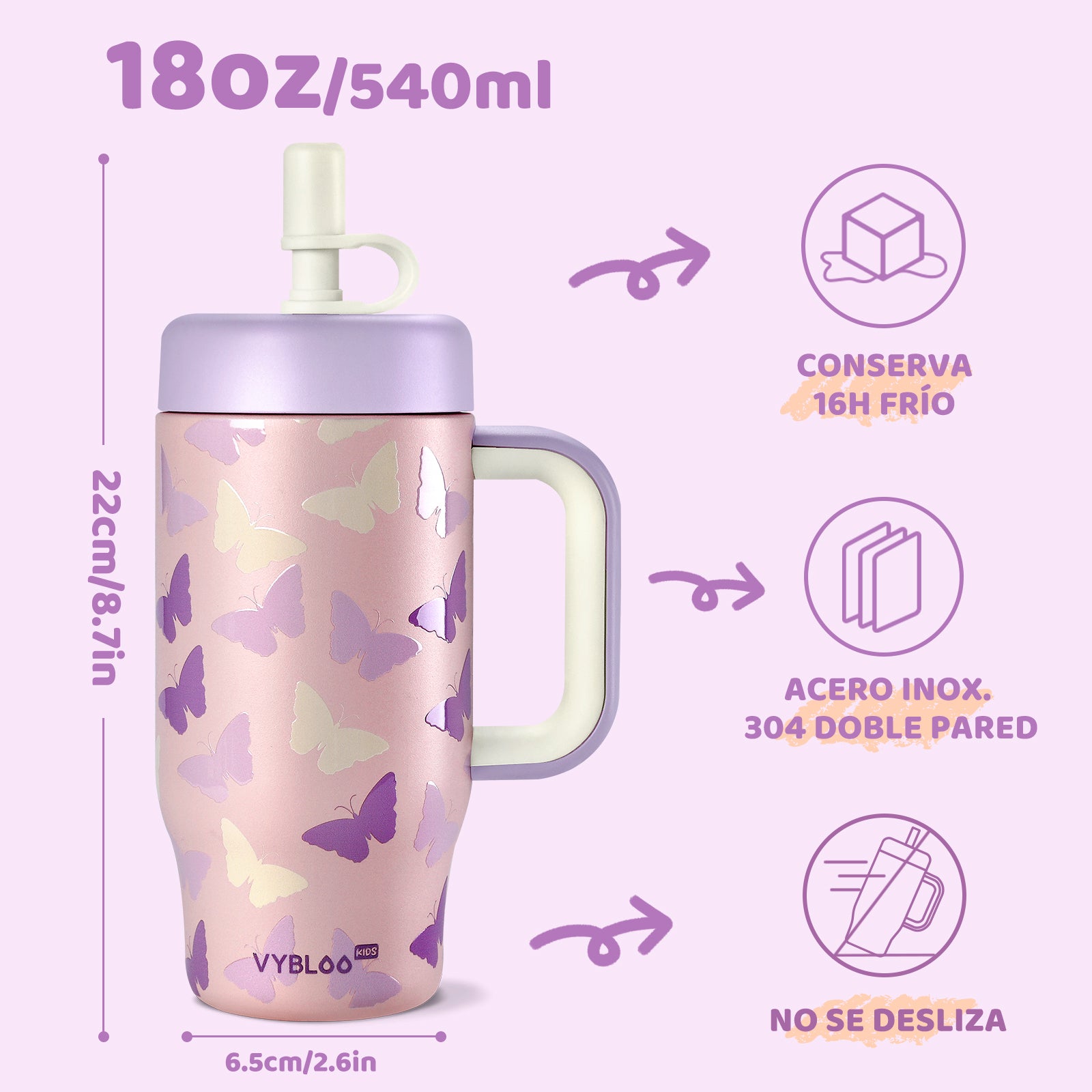 VyblooJug Mariposa Jardín Termos para Agua Niños