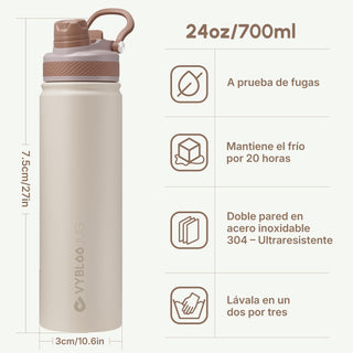 VyblooJug Arena Suave Vaso Térmico de Doble Boquilla | 24oz