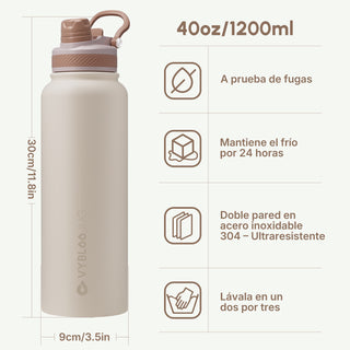 VyblooJug Arena Suave Vaso Térmico de Doble Boquilla | 40oz