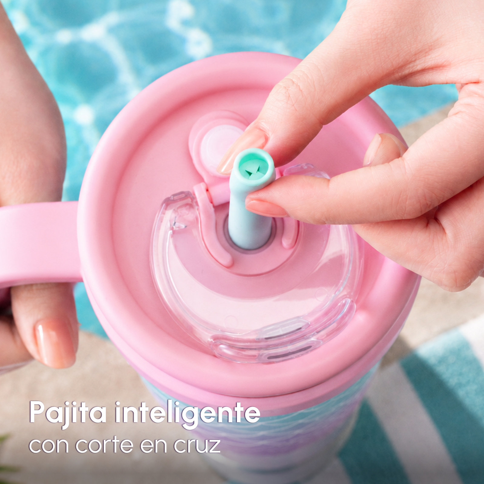 Popote inteligente con corte en cruz de la tapa VyblooJug