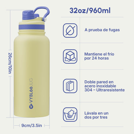 VyblooJug Sol Vivo Vaso Térmico de Doble Boquilla | 32oz