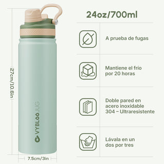 VyblooJug Mint Verde Vaso Térmico de Doble Boquilla | 24oz