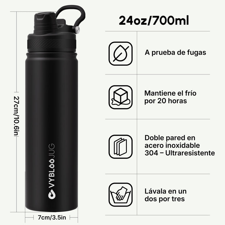 VyblooJug Obsidiana Vaso Térmico de Doble Boquilla  | 24oz