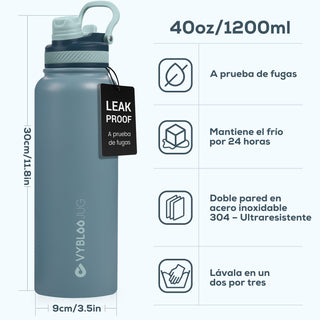 VyblooJug Labradorita Vaso Térmico de Doble Boquilla | 40oz