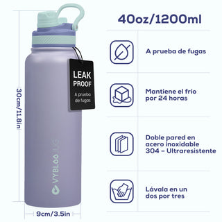 VyblooJug Amatista Vaso Térmico de Doble Boquilla | 40oz