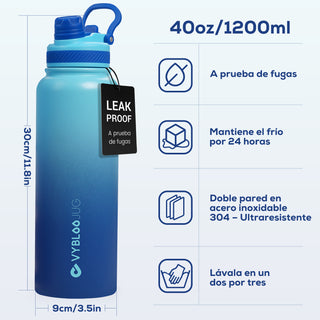 VyblooJug Quetzhielo Vaso Térmico de Doble Boquilla | 40oz