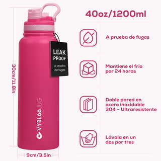 VyblooJug Rubí Vaso Térmico de Doble Boquilla | 40oz