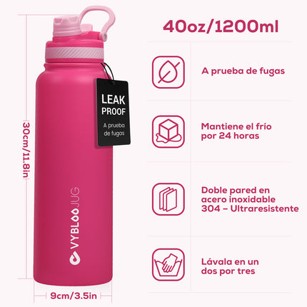 VyblooJug Rubí Vaso Térmico de Doble Boquilla | 40oz