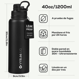 VyblooJug Obsidiana Vaso Térmico de Doble Boquilla | 40oz