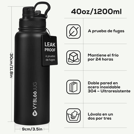 VyblooJug Obsidiana Vaso Térmico de Doble Boquilla | 40oz