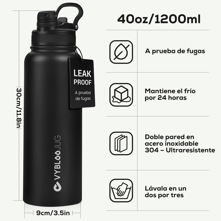 VyblooJug Obsidiana Vaso Térmico de Doble Boquilla | 40oz