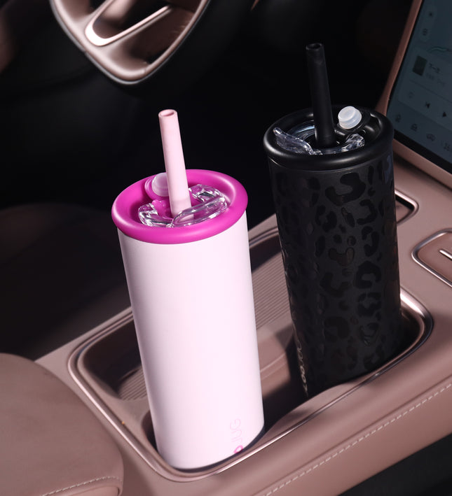 Serie Poder Leopardo Vaso Para Café Con Pitillo de 25 oz y Tapa de Doble Uso