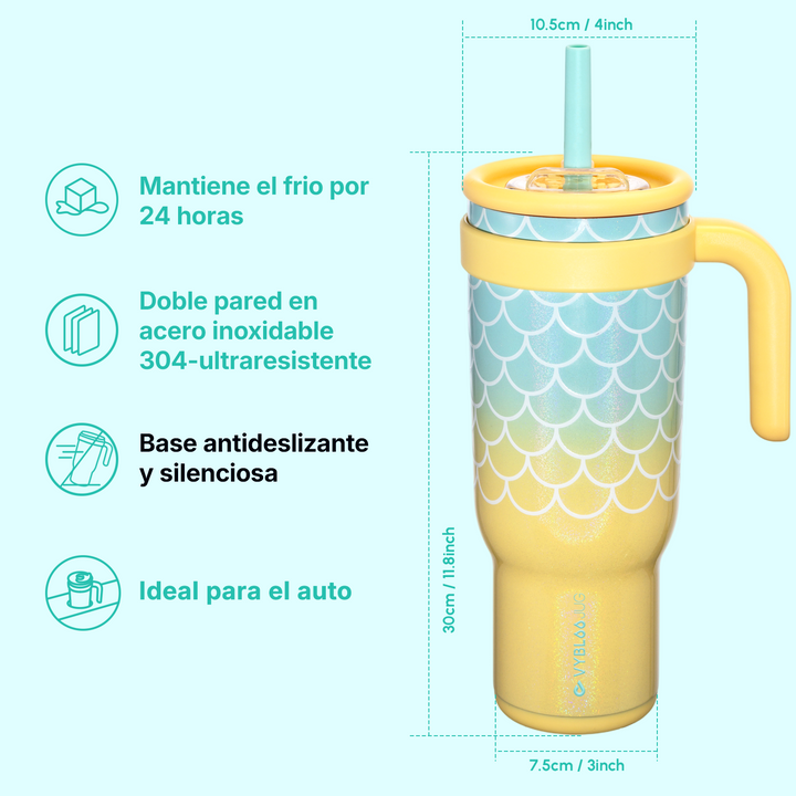 Especificaciones de la taza VyblooJug 40oz con tamaño 30cm