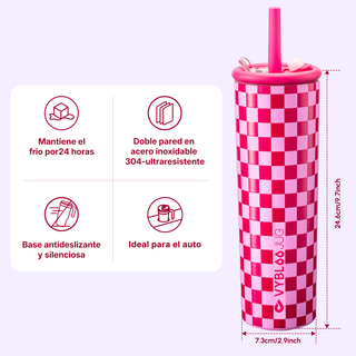 VyblooJug Ritmo Rosa Termos para Cafe con Doble Pico