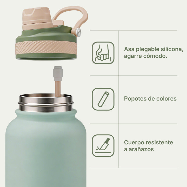 VyblooJug Mint Verde Vaso Térmico de Doble Boquilla | 32oz