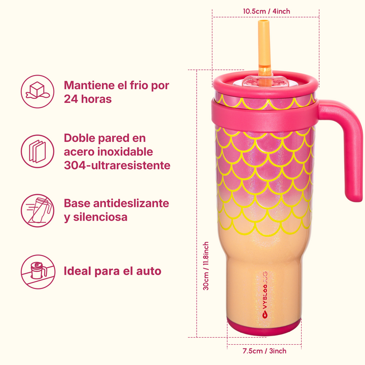 Especificaciones de la taza VyblooJug 40oz con tamaño 30cm