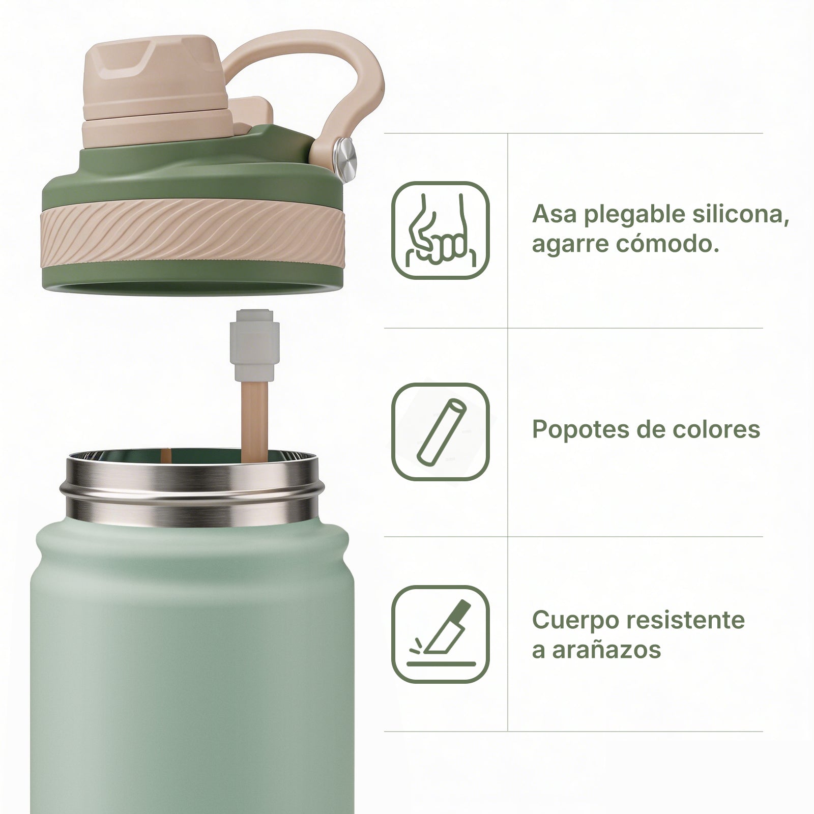 VyblooJug Mint Verde Vaso Térmico de Doble Boquilla | 24oz