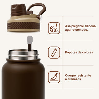 VyblooJug Cacao Niebla Vaso Térmico de Doble Boquilla |40oz