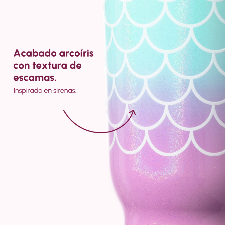 Detalle de escamas de sirena con acabado rosado VyblooJug
