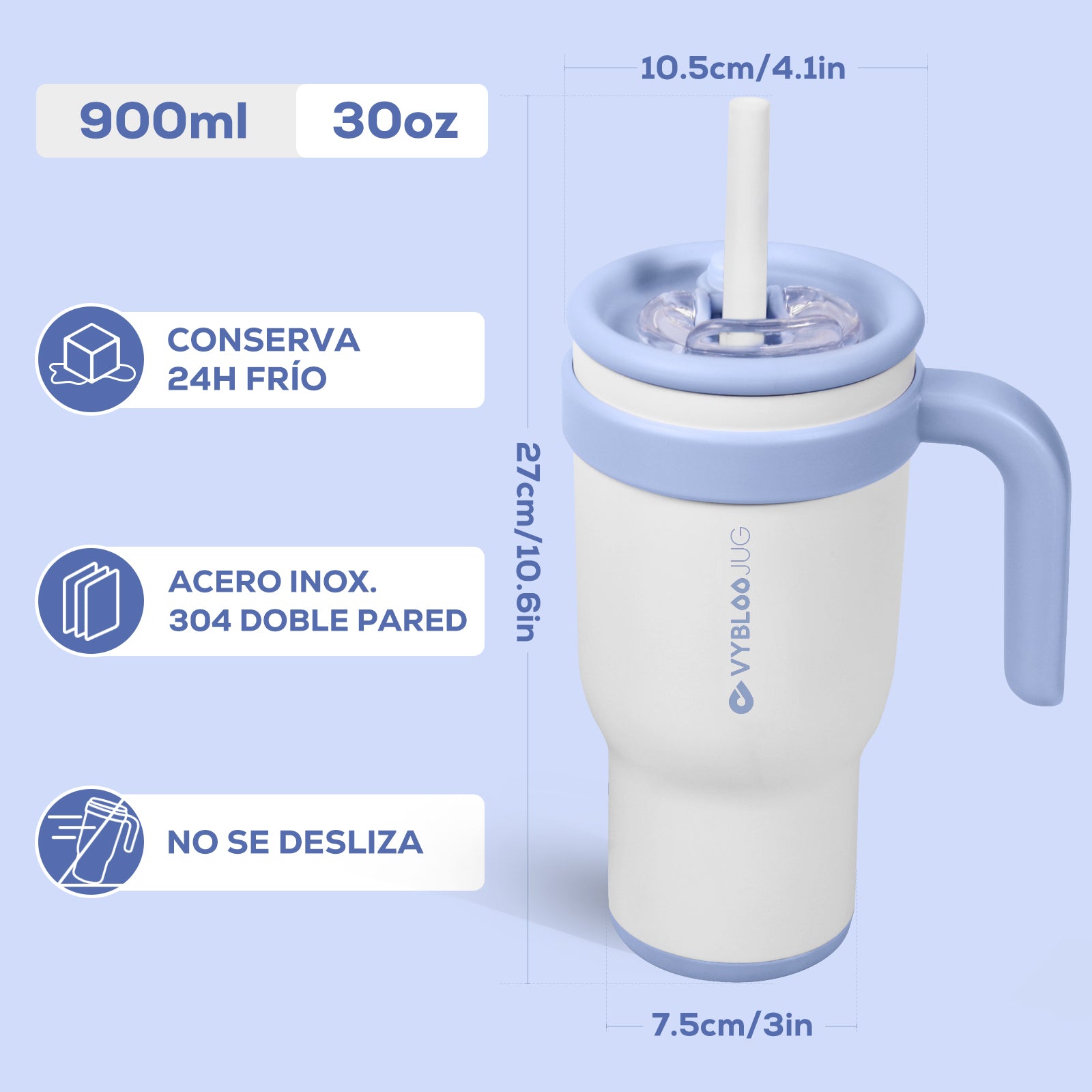 VyblooJug Leche Fría Taza Térmica Para Auto | 30oz