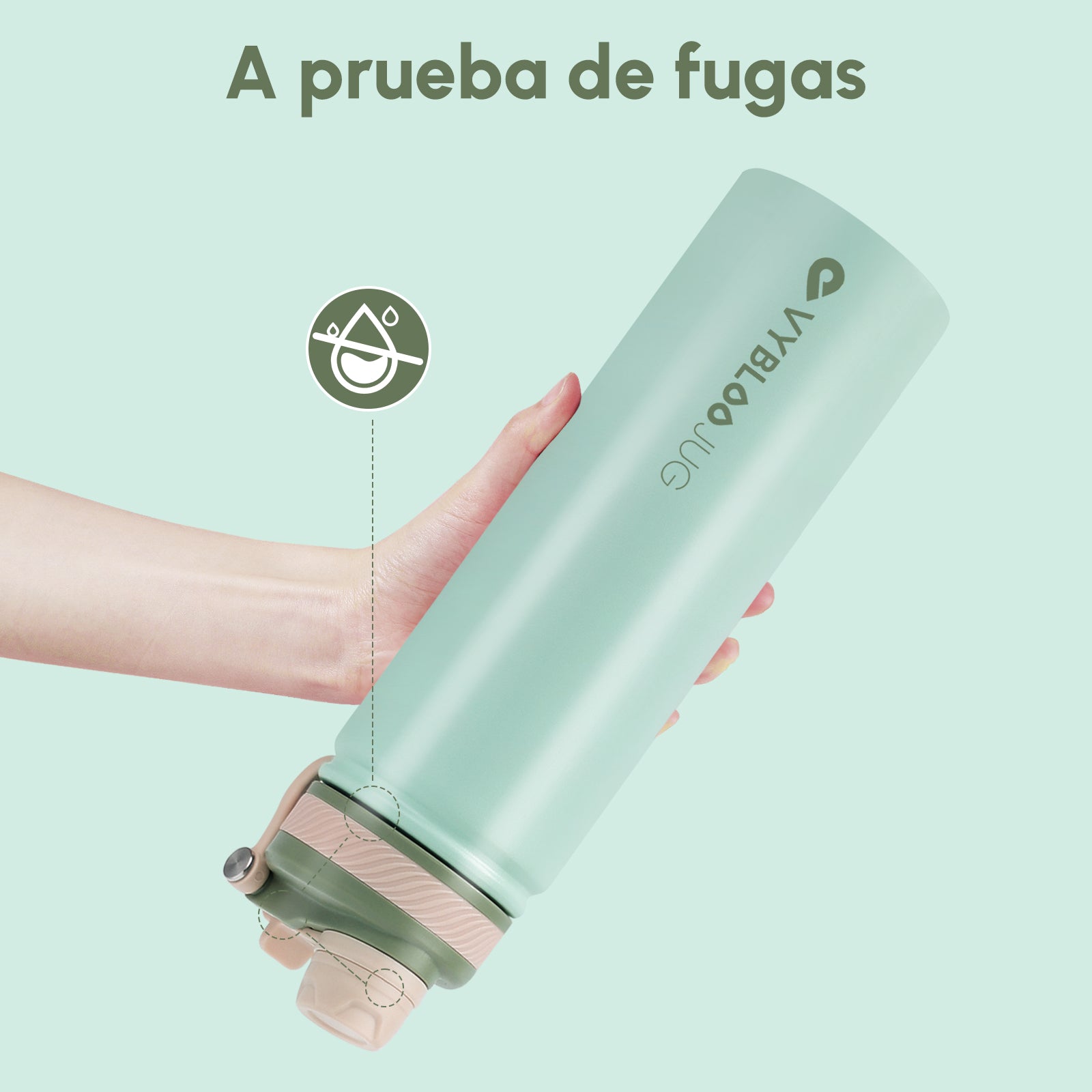 VyblooJug Mint Verde Vaso Térmico de Doble Boquilla | 24oz