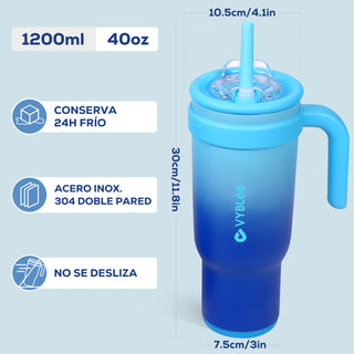 VyblooJug Fizz Azul Taza Térmica Para Auto | 40oz