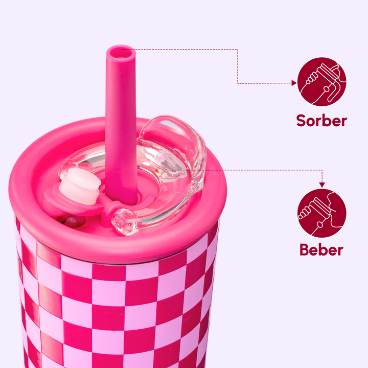 VyblooJug Ritmo Rosa Termos para Cafe con Doble Pico