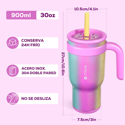 VyblooJug Arcoíris Taza Térmica Para Auto | 30oz