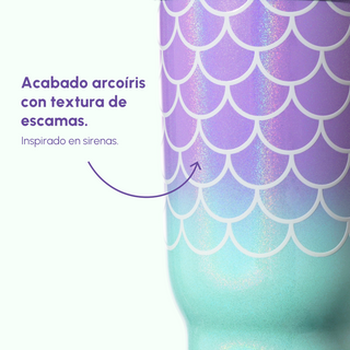 Detalle de escamas de sirena con acabado arcoíris VyblooJug