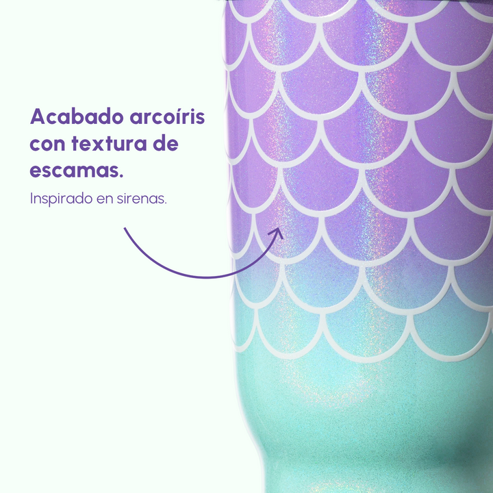 Detalle de escamas de sirena con acabado arcoíris VyblooJug
