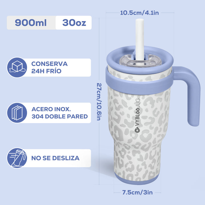 VyblooJug Leopardo Crema Taza Térmica Para Auto | 30oz
