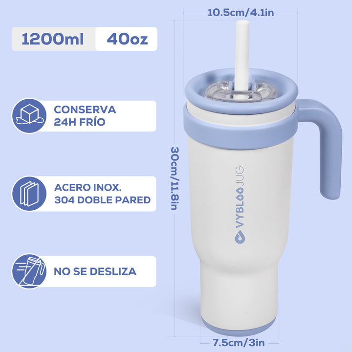 VyblooJug Leche Fría Taza Térmica Para Auto | 40oz