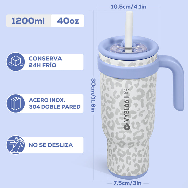 VyblooJug Leopardo Crema Taza Térmica Para Auto | 40oz