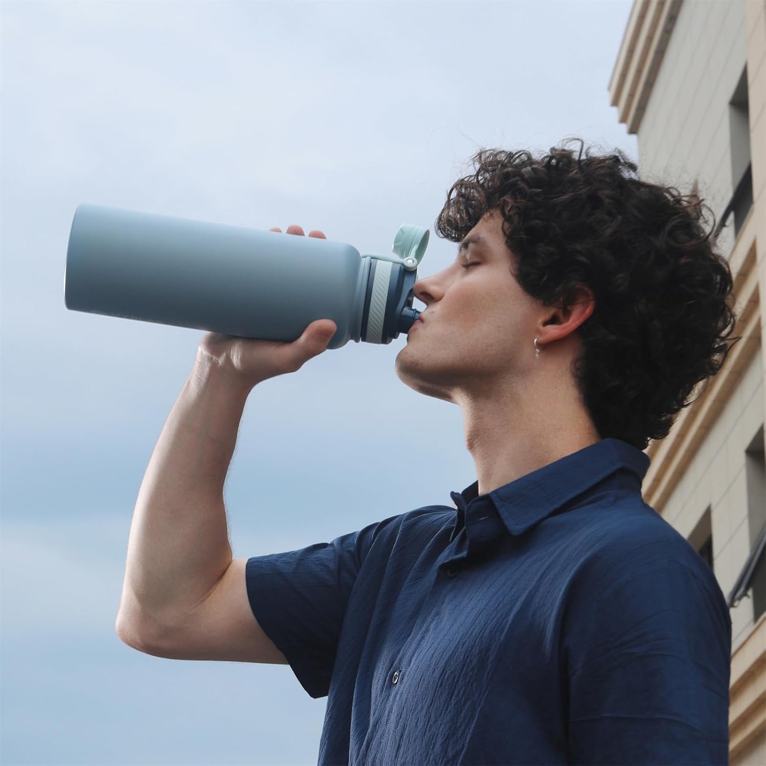 Azul Vaso Térmico de Doble Boquilla-efecto de beber agua