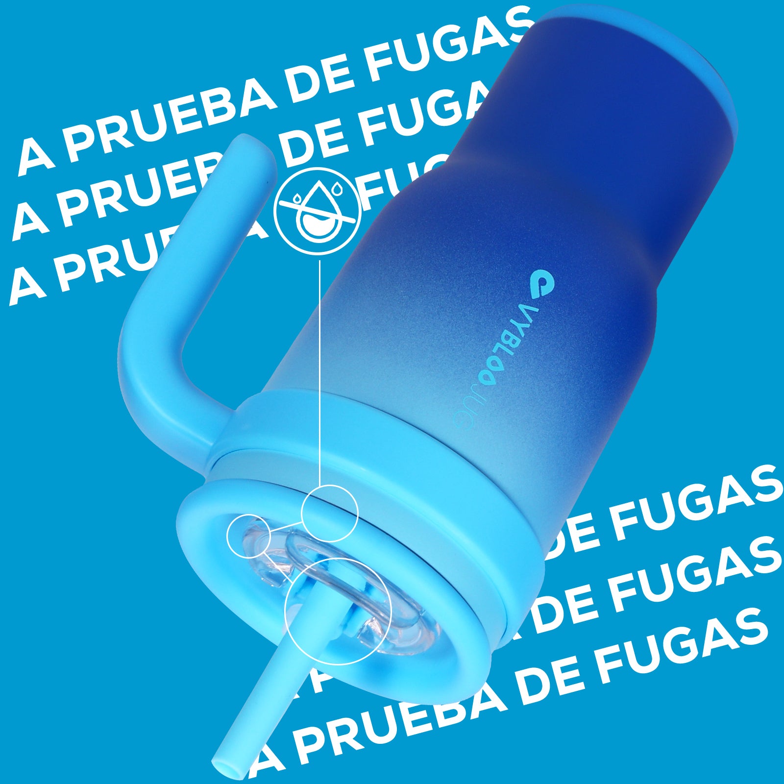 Fizz Azul Taza Térmica Para Auto-Abertura de vaso a prueba de fugas