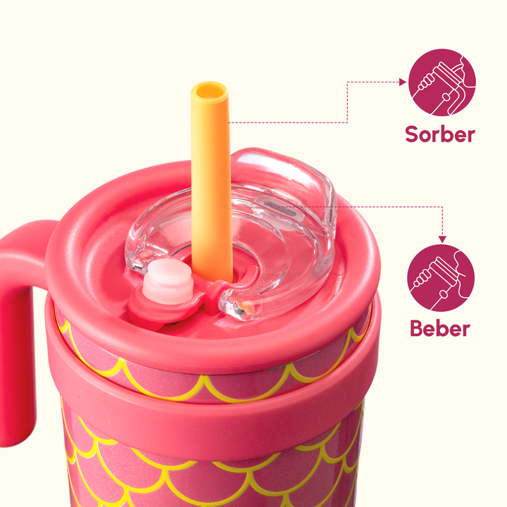 Tapa 2 en 1 de la taza VyblooJug con modos sorber y beber