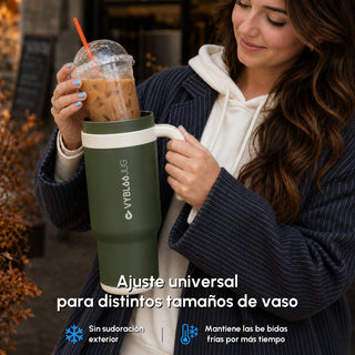 VyblooJug Lino Oliva Taza Térmica Para Auto | 40oz