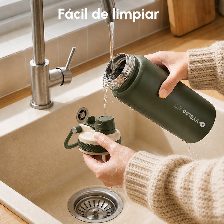 VyblooJug Lino Oliva Vaso Térmico de Doble Boquilla  |40oz