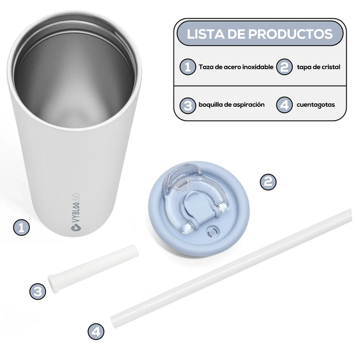 Nube Termos para Cafe con Doble Pico-Piezas desmontadas de la copa