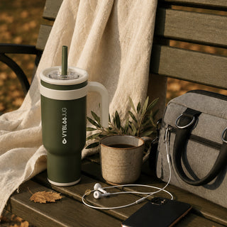 VyblooJug Lino Oliva Taza Térmica Para Auto | 40oz