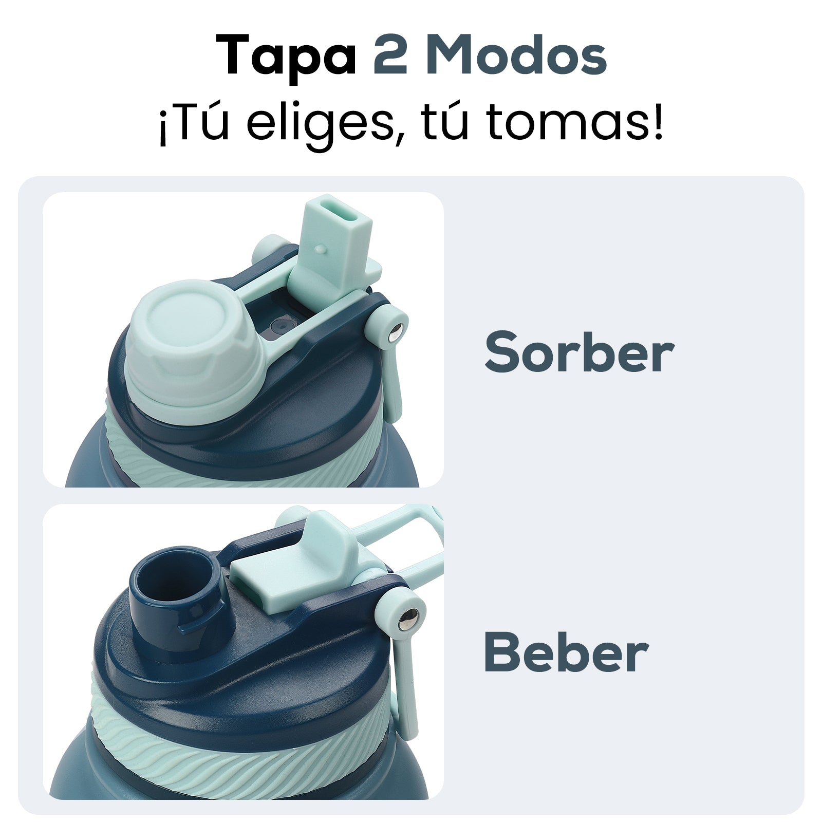 VYBLOOJUG Botella Térmica para Café o Agua Fría con Popote Azul