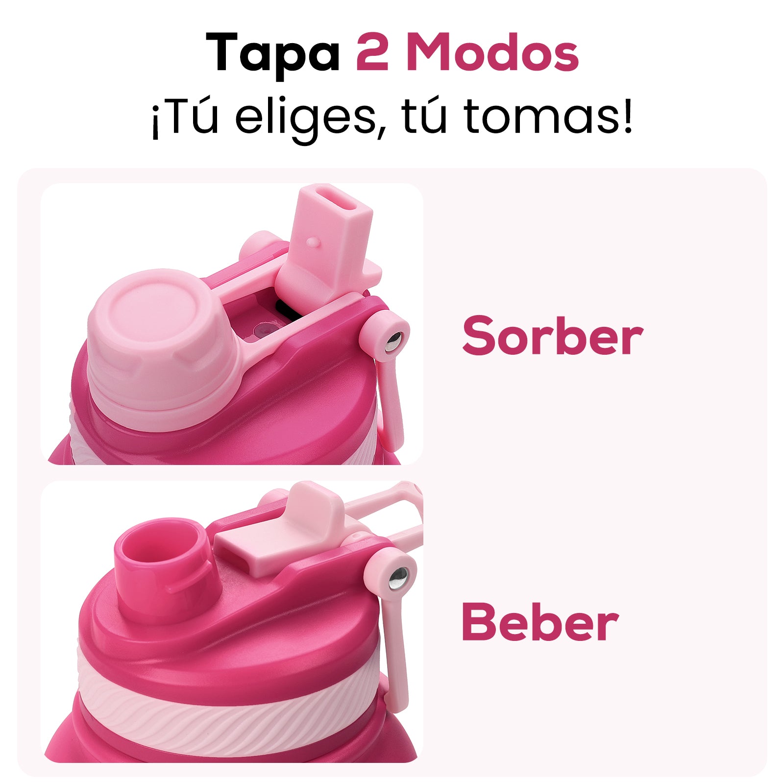 VYBLOOJUG Vaso térmico con tapa hermética para deporte y viajes Fucsia