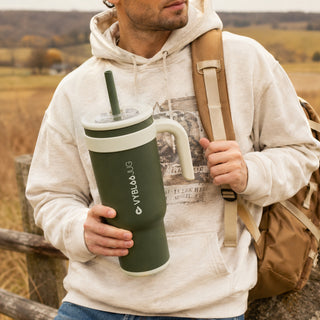 VyblooJug Lino Oliva Taza Térmica Para Auto | 40oz