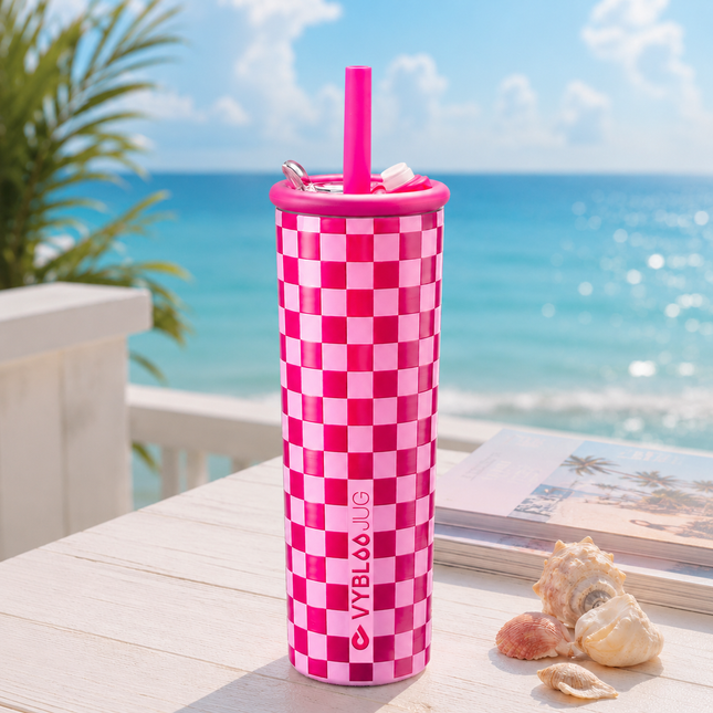 VyblooJug Ritmo Rosa Termos para Cafe con Doble Pico