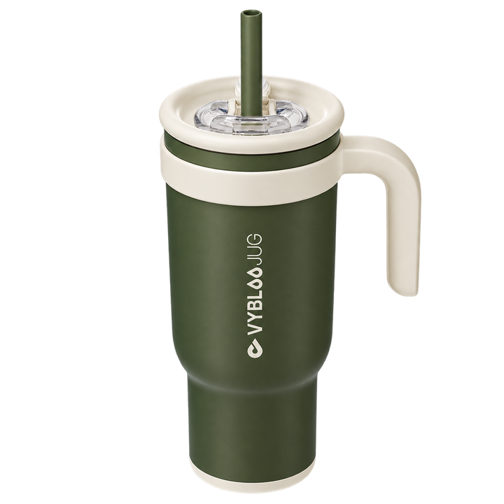 VyblooJug Lino Oliva Taza Térmica Para Auto | 40oz