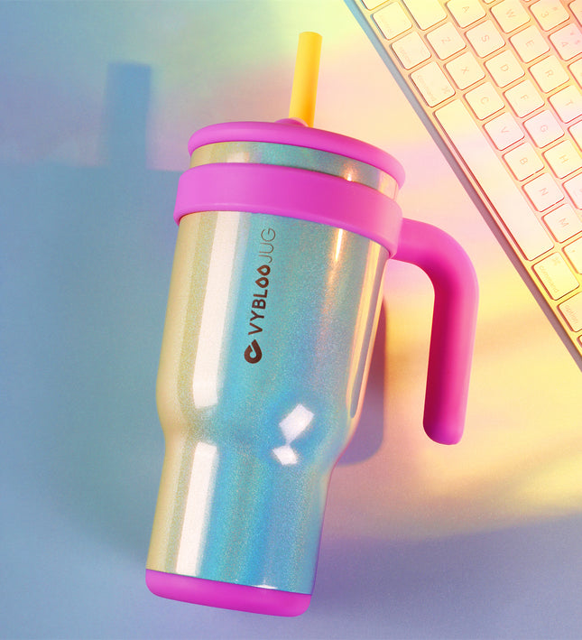 VyblooJug Arcoíris Vaso Acero Inoxidable Taza Para Auto Con Mango