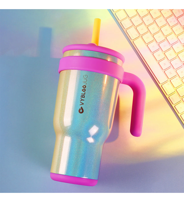 VyblooJug Arcoíris Taza de Acero Inoxidable con Tapa y Asa Para uso en Vehículos